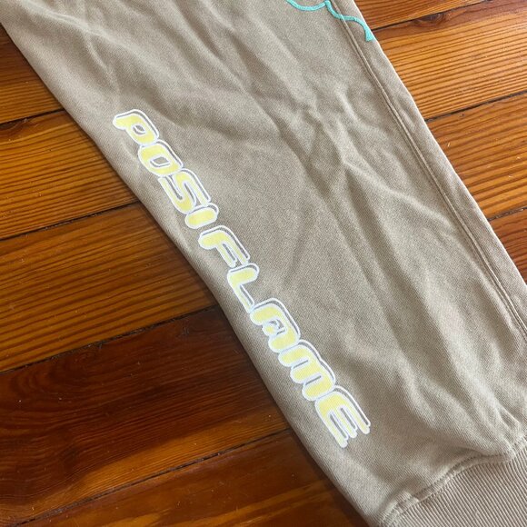 Pink Dolphin Racing RARE+ Posi Flame Embroidered Jogger Tan Men's Size Large - Picture 3 of 9